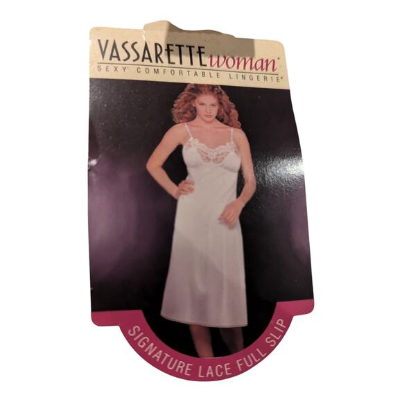 Vtg Vasserette Full Nylon Slip Sz 44 28" Ice White Lace  Pin-Up Rockabilly NWT - Picture 3 of 6